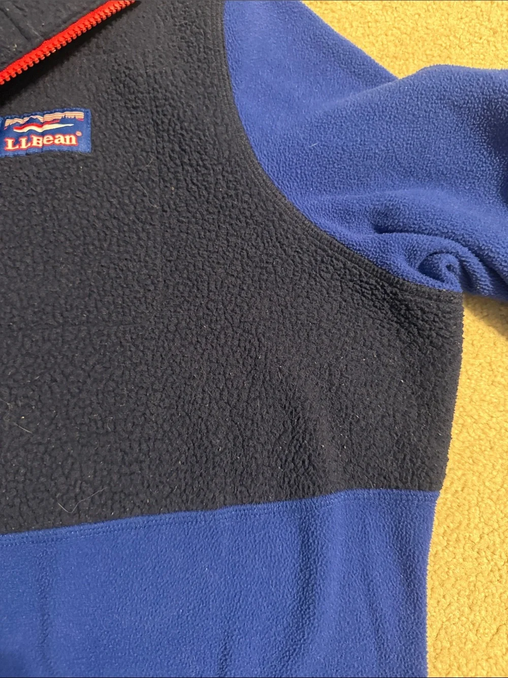 L.L. Bean Men's Blue Two-Tone Fleece Half-Zip with Red Trim